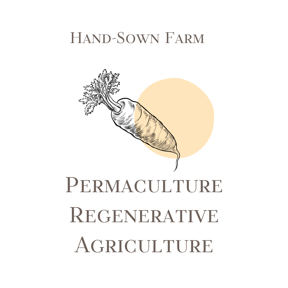 Hand sown farm permaculture regenerative agriculture logo